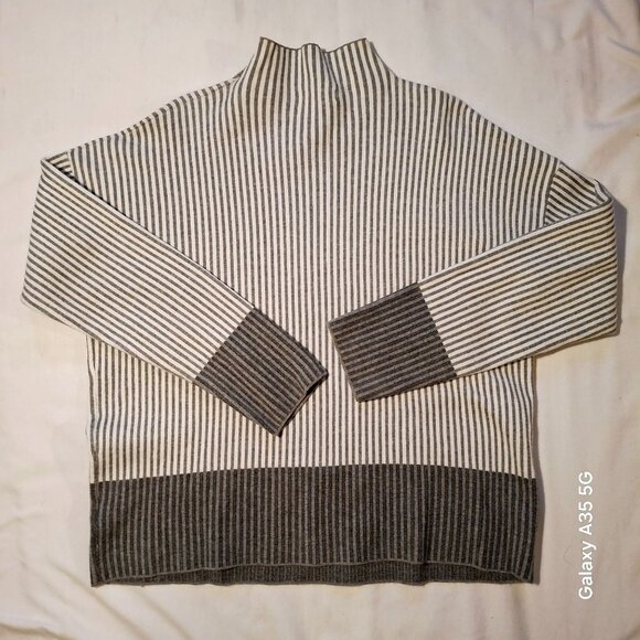 Rachel Zoe Womens Striped Funnel NeckSweater L Cozycore Cozy - Picture 4 of 7